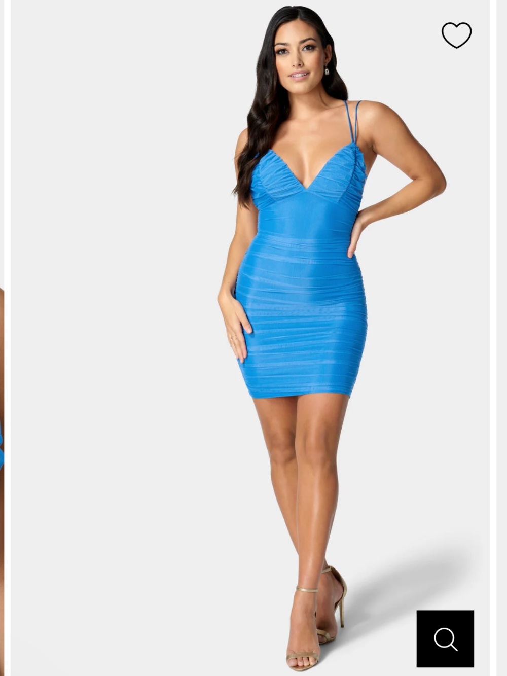 NWOT BEBE Ruched Strappy V-Neck Mini Dress